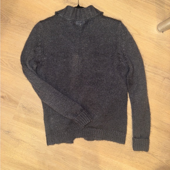 Vintage euro Charcoal Pom Pom tie knit Cardigan Sweater - fits like small - Picture 6 of 12